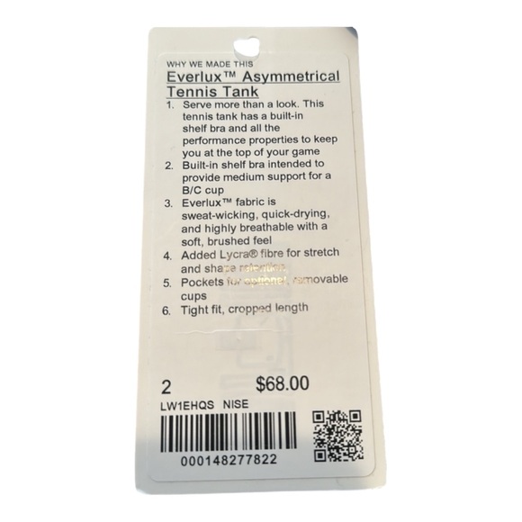 NWT Lululemon Everflux Asymmetrical Tennis Tank - Picture 5 of 6